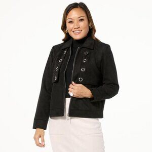 GREY Jhoan Sebastian Grey Faux Suede Cropped Jacket Size XS Black Silver Relaxed